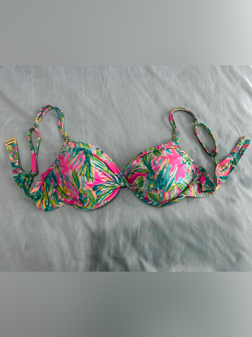 Lilly Pulitzer Neon Pink & Green Tropical Bikini Top